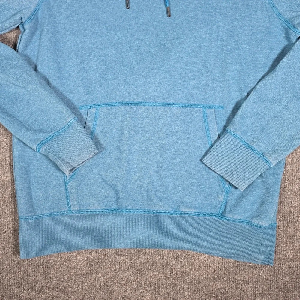The North Face Mens Blue Heathered Pullover Hoodie Small Logo Patch Medium